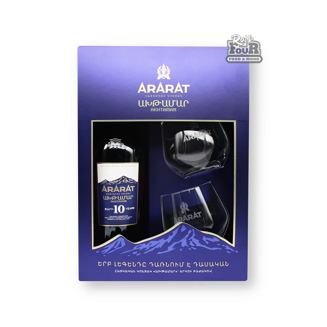 Cognac "Ararat Akhtamar" 10y, 700ml + 2 glasses